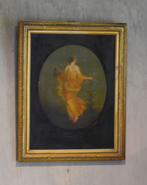 goddess flora oil painting by luigi del buono - CATEGORY: ANTIQUE ART - DATED 1880