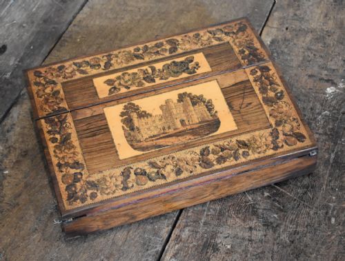 fine victorian tunbridge ware writing slope - CATEGORY: ANTIQUE BOXES - DATED 1870