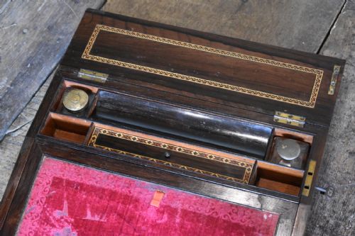 FINE VICTORIAN TUNBRIDGE WARE WRITING SLOPE - ADDITIONAL PHOTO 3
