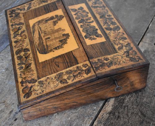 FINE VICTORIAN TUNBRIDGE WARE WRITING SLOPE - ADDITIONAL PHOTO 4