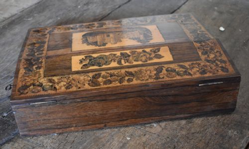 FINE VICTORIAN TUNBRIDGE WARE WRITING SLOPE - ADDITIONAL PHOTO 5