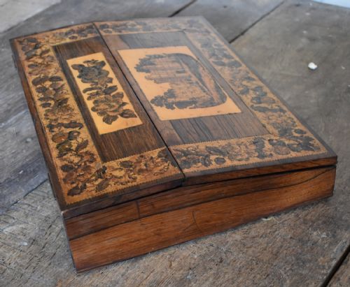 FINE VICTORIAN TUNBRIDGE WARE WRITING SLOPE - ADDITIONAL PHOTO 6