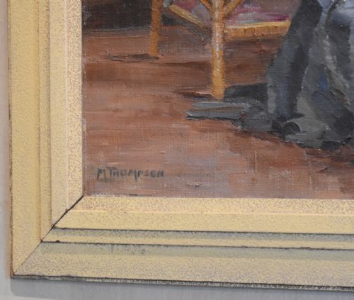 INTERIOR OIL PAINTING BY MABEL M THOMPSON - ADDITIONAL PHOTO 6