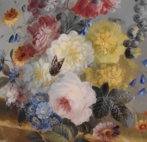 FINE VICTORIAN STILL LIFE OIL PAINTING ON CONVEX GLASS - ADDITIONAL PHOTO 5