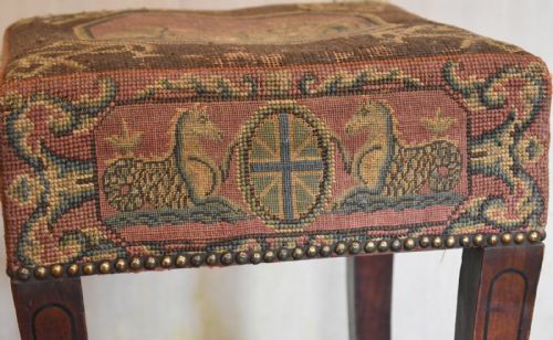 RARE GEORGIAN STOOL WITH ORIGINAL NAVAL NEEDLEWORK - ADDITIONAL PHOTO 2