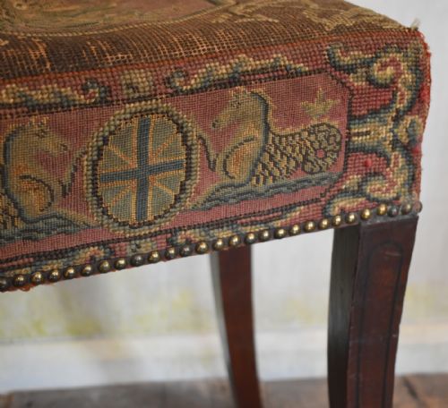 RARE GEORGIAN STOOL WITH ORIGINAL NAVAL NEEDLEWORK - ADDITIONAL PHOTO 7