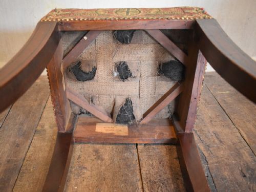 RARE GEORGIAN STOOL WITH ORIGINAL NAVAL NEEDLEWORK - ADDITIONAL PHOTO 8