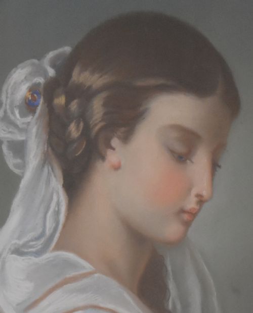 FINE VICTORIAN OVAL PASTEL PORTRAIT OF A LADY - ADDITIONAL PHOTO 2