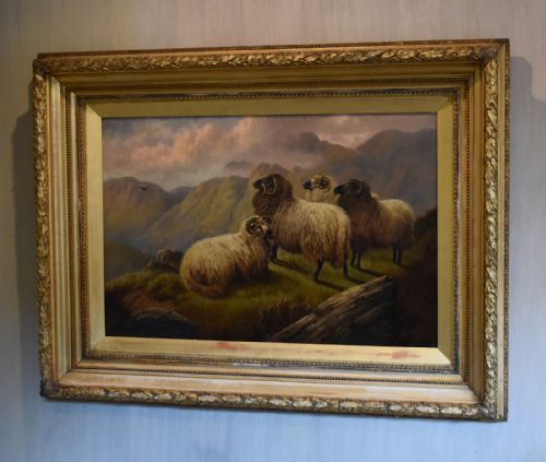 large victorian oil painting by william perring hollyer - CATEGORY: ANTIQUE ART - DATED 1880