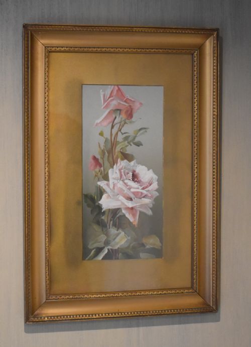 still life oil painting of roses - CATEGORY: ANTIQUE ART - DATED 1900