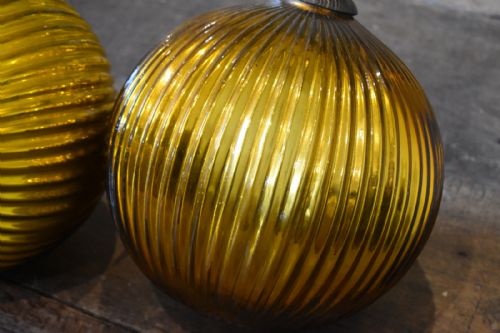 PAIR OF LARGE GLASS WITCHES BALLS - ADDITIONAL PHOTO 2
