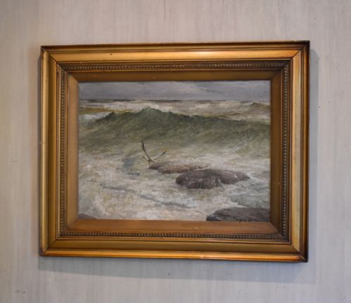 seascape oil painting by charles herbert thompson - CATEGORY: ANTIQUE ART - DATED 1920
