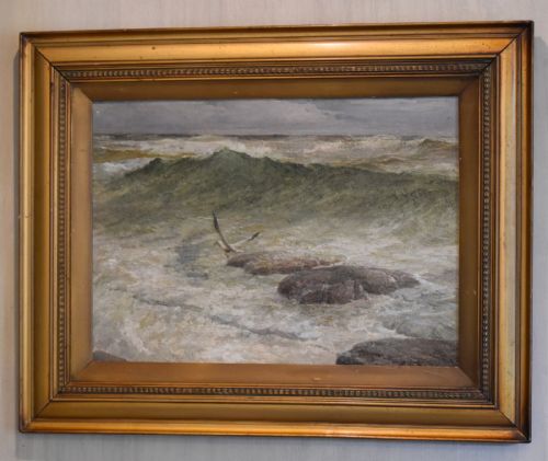 SEASCAPE OIL PAINTING BY CHARLES HERBERT THOMPSON - ADDITIONAL PHOTO 1