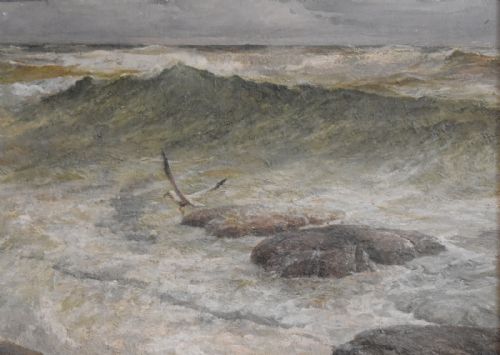 SEASCAPE OIL PAINTING BY CHARLES HERBERT THOMPSON - ADDITIONAL PHOTO 2
