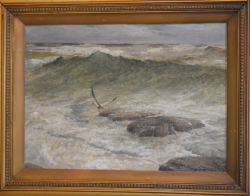 SEASCAPE OIL PAINTING BY CHARLES HERBERT THOMPSON - ADDITIONAL PHOTO 3