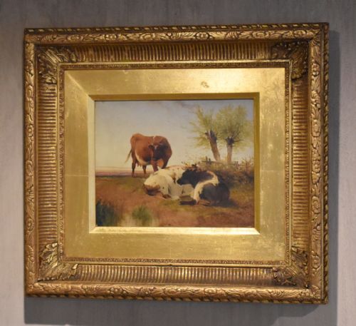 oil painting of cattle by frederick e valter - CATEGORY: ANTIQUE ART - DATED 1900
