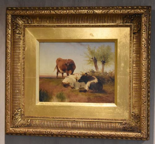 OIL PAINTING OF CATTLE BY FREDERICK E VALTER - ADDITIONAL PHOTO 1