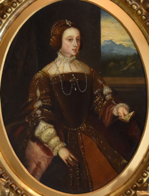OIL PAINTING PORTRAIT OF ISABELLA OF PORTUGAL AFTER TITIAN - ADDITIONAL PHOTO 3