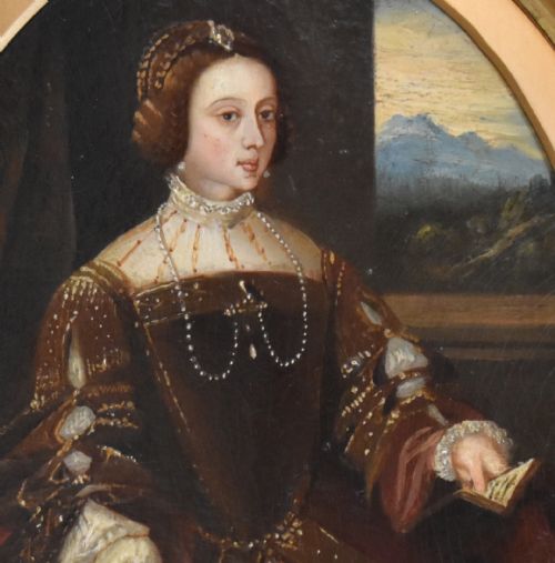 OIL PAINTING PORTRAIT OF ISABELLA OF PORTUGAL AFTER TITIAN - ADDITIONAL PHOTO 5