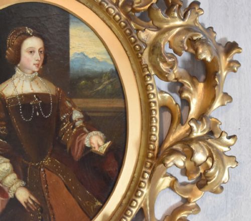 OIL PAINTING PORTRAIT OF ISABELLA OF PORTUGAL AFTER TITIAN - ADDITIONAL PHOTO 7