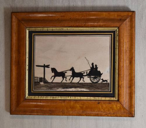 reverse painted on glass silhouette - CATEGORY: ANTIQUE ART - DATED VICTORIAN