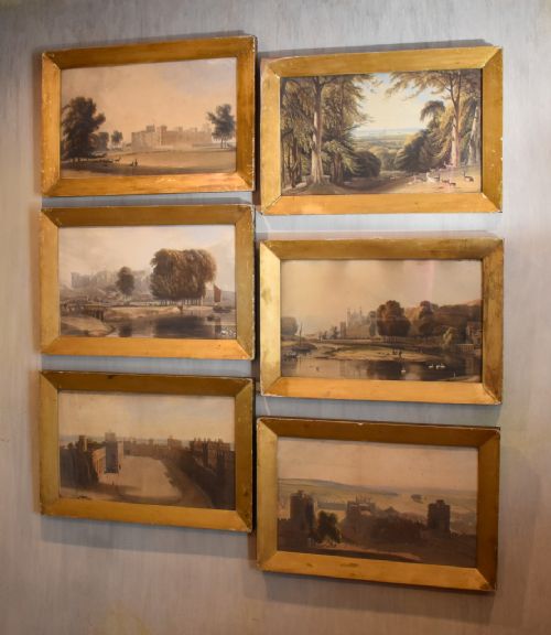 set of six late georgian prints views of windsor castle - CATEGORY: ANTIQUE ART - DATED REGENCY