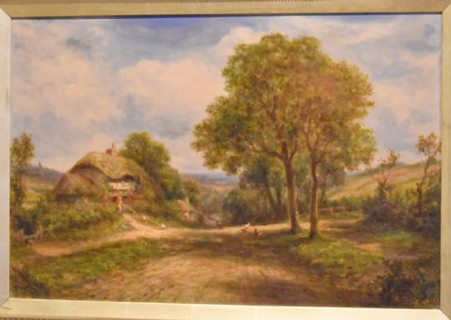 FINE COTTAGE SCENE OIL ON CANVAS BY LRICHARDS - ADDITIONAL PHOTO 1