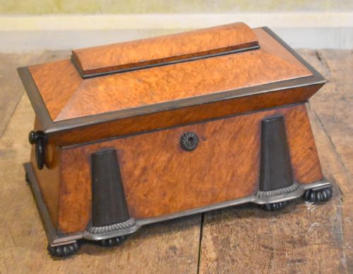 SUPERB REGENCY BURR ELM TEA CADDY - ADDITIONAL PHOTO 1