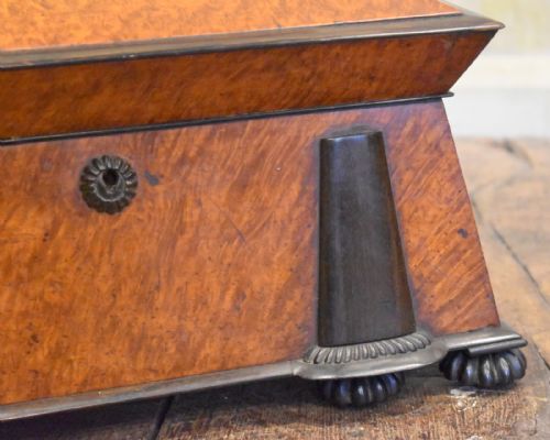 SUPERB REGENCY BURR ELM TEA CADDY - ADDITIONAL PHOTO 2