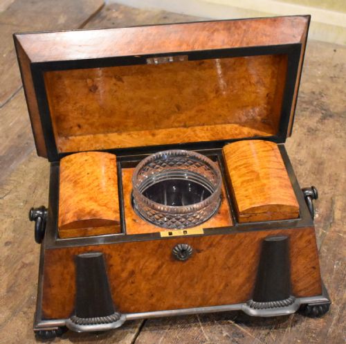 SUPERB REGENCY BURR ELM TEA CADDY - ADDITIONAL PHOTO 6