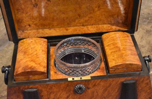 SUPERB REGENCY BURR ELM TEA CADDY - ADDITIONAL PHOTO 7