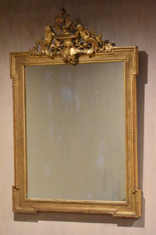 fine gilt early french style wall mirror - CATEGORY: ANTIQUE MIRRORS - DATED 1870