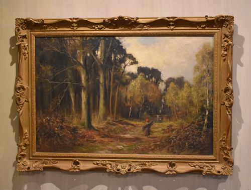 in the woods oil painting by henry hadfield cubley - CATEGORY: ANTIQUE ART - DATED 1900