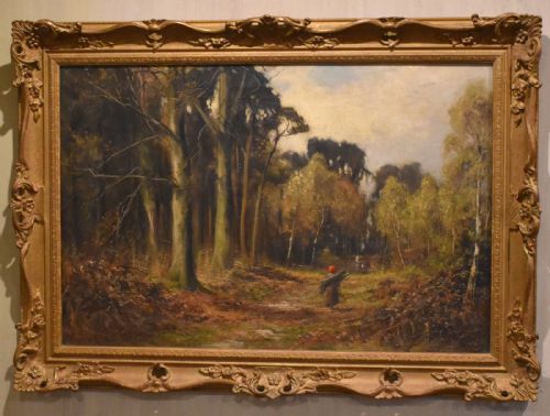 IN THE WOODS OIL PAINTING BY HENRY HADFIELD CUBLEY - ADDITIONAL PHOTO 1