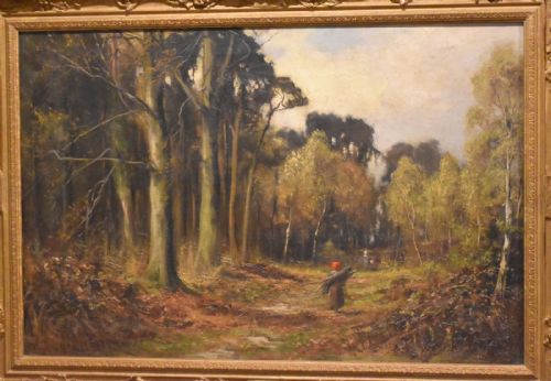 IN THE WOODS OIL PAINTING BY HENRY HADFIELD CUBLEY - ADDITIONAL PHOTO 2