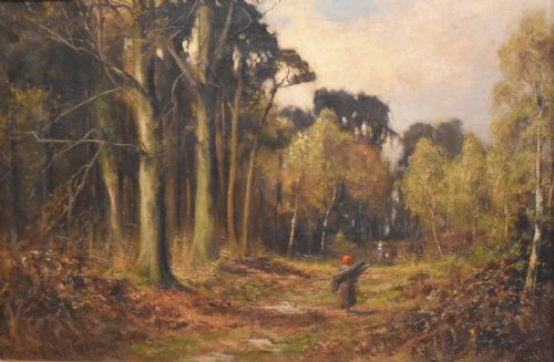 IN THE WOODS OIL PAINTING BY HENRY HADFIELD CUBLEY - ADDITIONAL PHOTO 3
