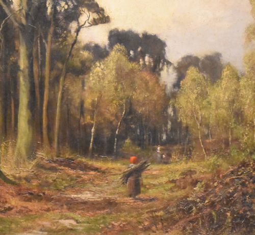 IN THE WOODS OIL PAINTING BY HENRY HADFIELD CUBLEY - ADDITIONAL PHOTO 4