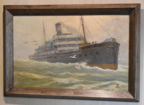 SHIPPING SCENE OIL PAINTING - ADDITIONAL PHOTO 1