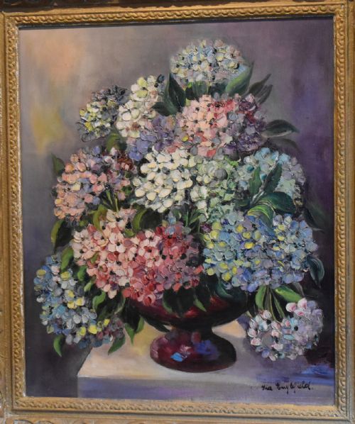 STILL LIFE OIL PAINTING OF HYDRANGEAS - ADDITIONAL PHOTO 2