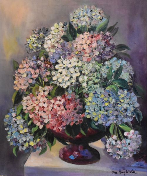 STILL LIFE OIL PAINTING OF HYDRANGEAS - ADDITIONAL PHOTO 3