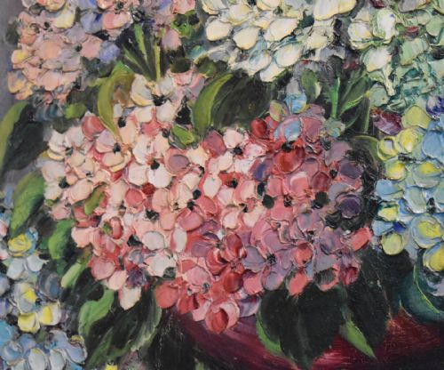 STILL LIFE OIL PAINTING OF HYDRANGEAS - ADDITIONAL PHOTO 5