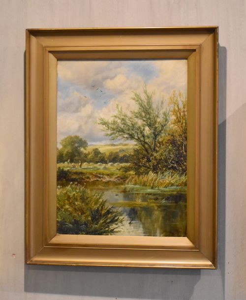 victorian landscape oil painting by charles leaver shaw - CATEGORY: ANTIQUE ART - DATED VICTORIAN
