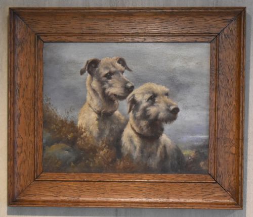 OIL PAINTING OF TWO IRISH WOLFHOUNDS - ADDITIONAL PHOTO 1