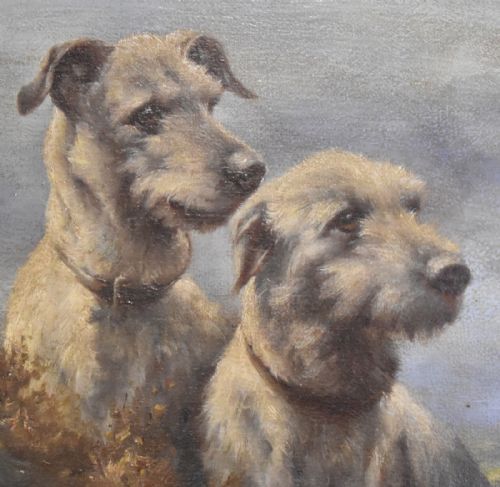 OIL PAINTING OF TWO IRISH WOLFHOUNDS - ADDITIONAL PHOTO 3