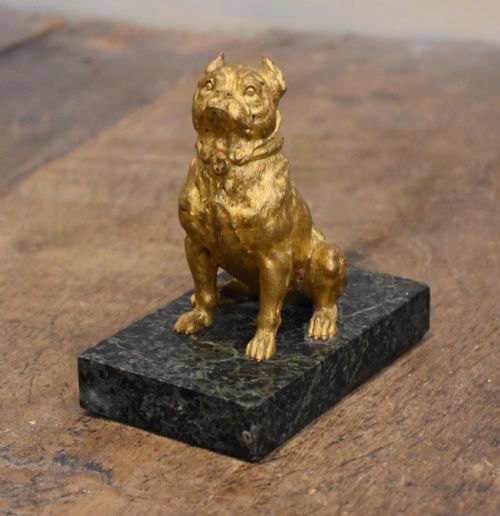 late victorian gilt bronze bulldog - CATEGORY: ANTIQUE METAL - DATED 1900