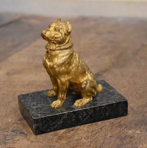 LATE VICTORIAN GILT BRONZE BULLDOG - ADDITIONAL PHOTO 1