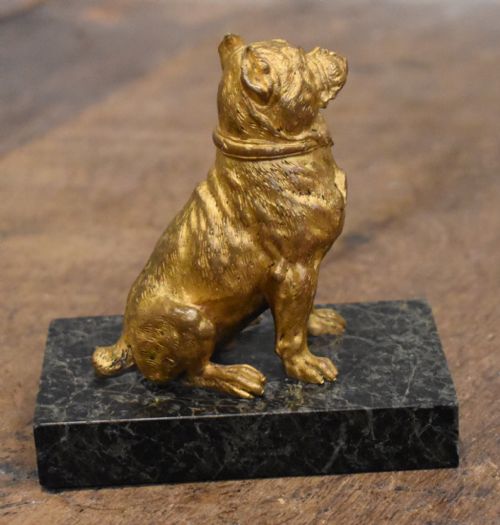LATE VICTORIAN GILT BRONZE BULLDOG - ADDITIONAL PHOTO 3