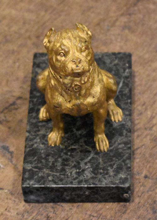 LATE VICTORIAN GILT BRONZE BULLDOG - ADDITIONAL PHOTO 5