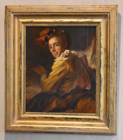 OIL PAINTING OF A MAN WITH LUTE - ADDITIONAL PHOTO 1