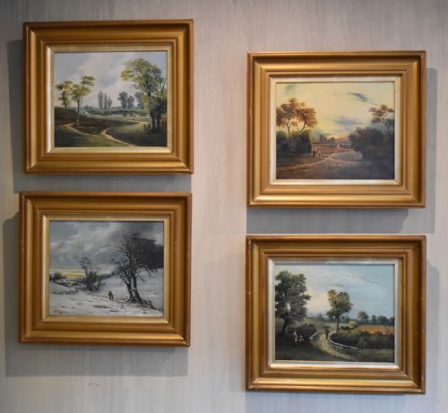 SET OF FOUR OIL LANDSCAPE PAINTINGS OF THE SEASONS - ADDITIONAL PHOTO 1